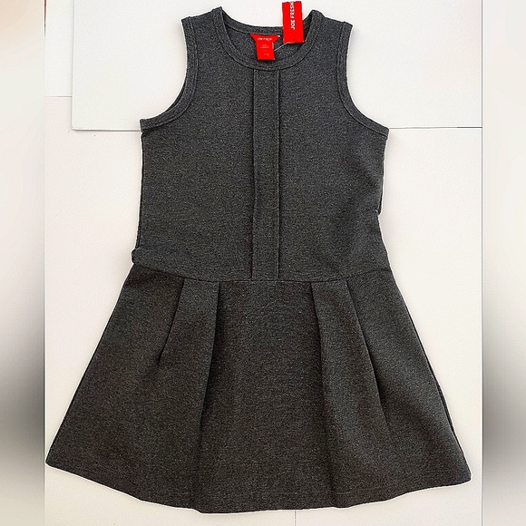 Joe Fresh Girl Dark Grey Pleats Stretchy Pullover Dress New Size L (10-12) - Picture 1 of 6